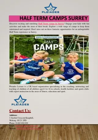 Half Term Camps Surrey