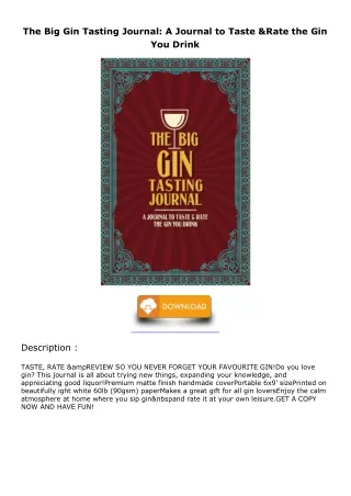 [PDF READ ONLINE] The Big Gin Tasting Journal: A Journal to Taste & Rate the Gin