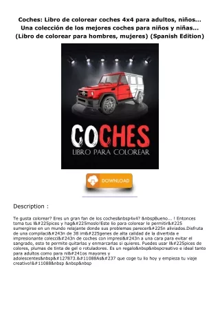 PDF_ Coches: Libro de colorear coches 4x4 para adultos, niños... Una colección d