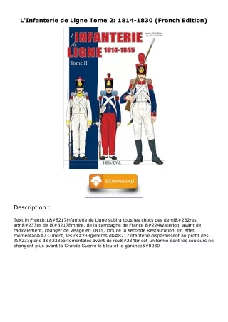 PDF/READ/DOWNLOAD L'Infanterie de Ligne Tome 2: 1814-1830 (French Edition) epub