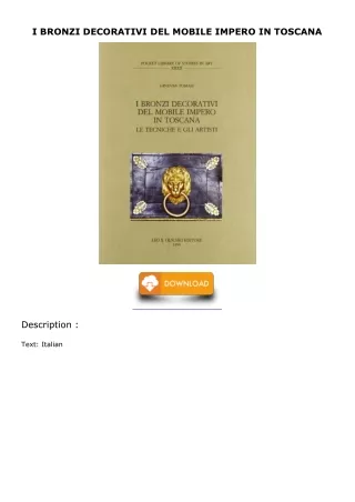 [READ DOWNLOAD] I BRONZI DECORATIVI DEL MOBILE IMPERO IN TOSCANA epub