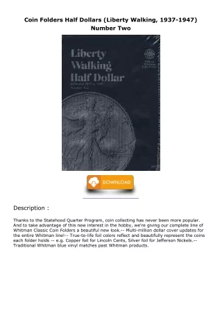 Read ebook [PDF] Coin Folders Half Dollars (Liberty Walking, 1937-1947) Number T