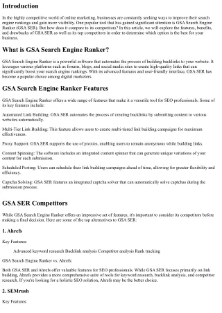 GSA Search Engine Ranker vs. Competitors: Which is the Best?