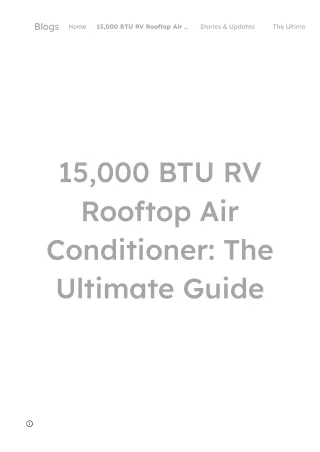 15,000 BTU RV Rooftop Air Conditioner_ The Ultimate Guide