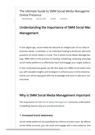 The Ultimate Guide to SMM Social Media Management_ Boost Your Online Presence