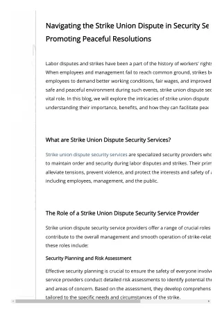 Understanding Strike Union Dispute Security Services_ Ensuring Peaceful Resolutions
