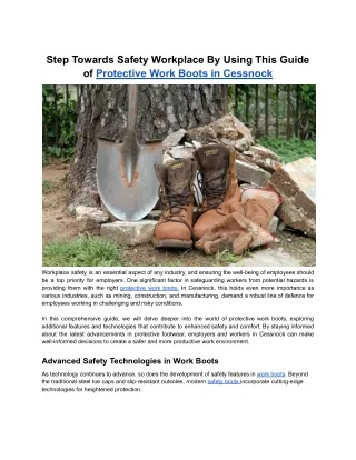 Step Towards Safety Workplace By Using This Guide of Protective Work Boots in Cessnock