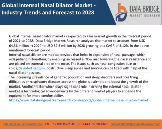 Global Internal Nasal Dilator Market - Industry Trends and Forecast to 2028