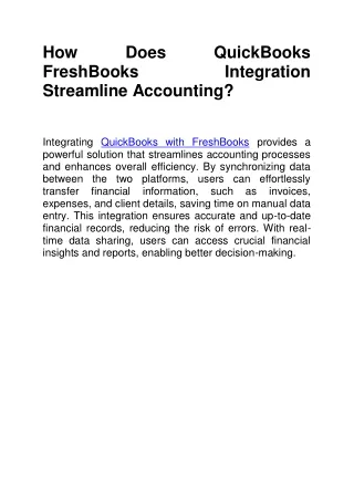 How Does QuickBooks FreshBooks Integration Streamline Accounting