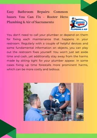 Easy Bathroom Repairs Common Issues You Can Fix - Rooter Hero Plumbing & Air of Sacramento
