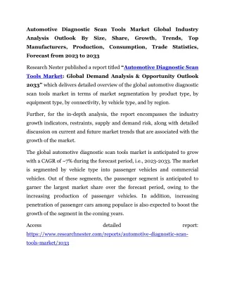 Automotive Diagnostic Scan Tools Market Size, Share, Growth, Trends 2033