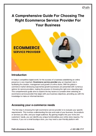 A comprehensive guide For choosing the right eCommerce service provider for your business