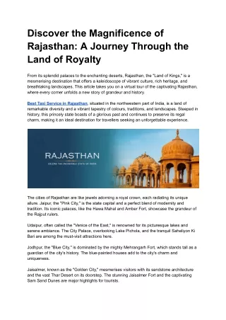 Discover the Magnificence of Rajasthan_ A Journey Through the Land of Royalty