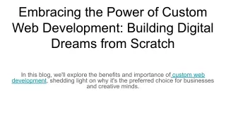 Embracing the Power of Custom Web Development_ Building Digital Dreams from Scratch