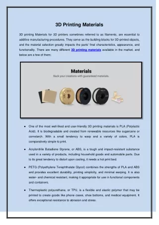 3D Printing Materials