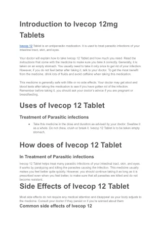 Ivecop 12mg Tablets