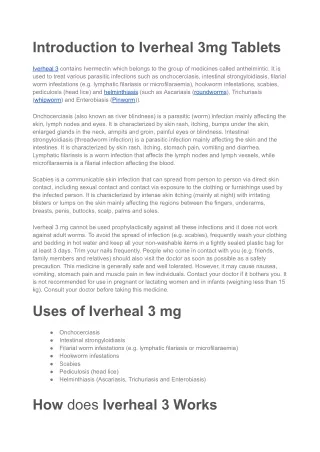 Iverheal 3mg Tablets