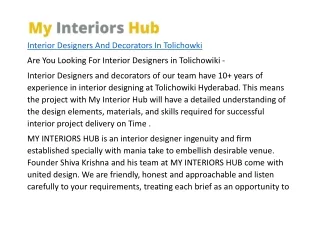 Interior Designers And Decorators In Tolichowki