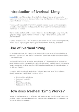 Iverheal 12mg Tablet