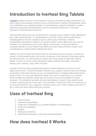 Iverheal 6mg Tablets