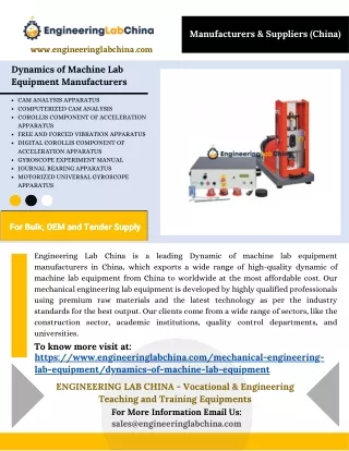 Dynamics of Machine Lab Equipment Manufacturers in China