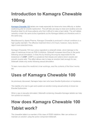 Kamagra Chewable 100mg Tablets