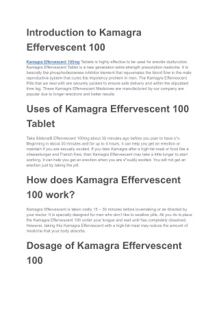 Kamagra Effervescent 100mg Tablets