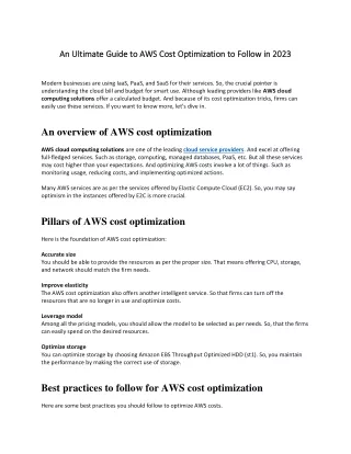 An Ultimate Gude to AWS cost optimization to Follow in 2023
