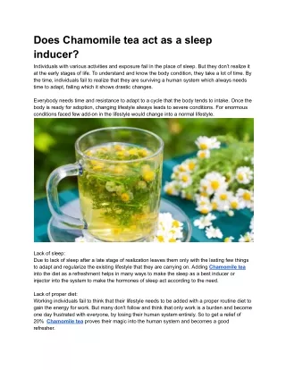 Does Chamomile tea act as a sleep inducer_