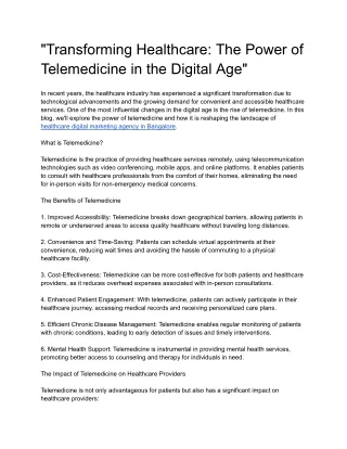 _Transforming Healthcare_ The Power of Telemedicine in the Digital Age_
