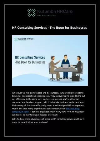 HR Consulting Services - The Boon for Businesses