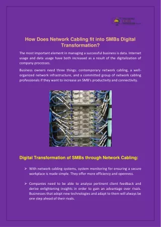 How Does Network Cabling fit into SMBs Digital Transformation