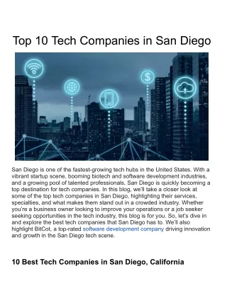 Top 10 Tech Companies in San Diego - Bitcot