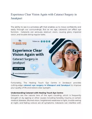 Cataract Surgery in Janakpuri