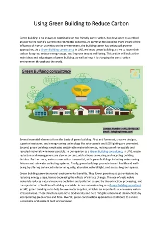 Using Green Building to Reduce Carbon