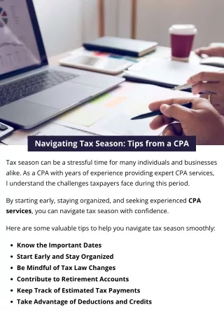 Navigating Tax Season: Tips from a CPA