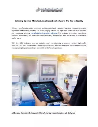 Manufacturing Inspection Software: The Key to Quality - Intellinet Systems