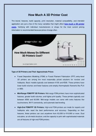 How Much A 3D Printer Cost