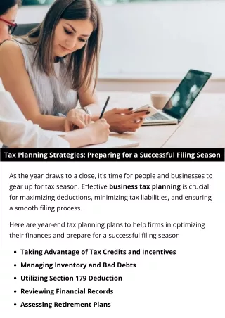 Tax Planning Strategies: Preparing for a Successful Filing Season