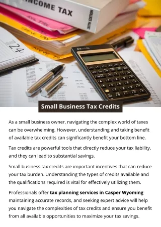 Small Business Tax Credits