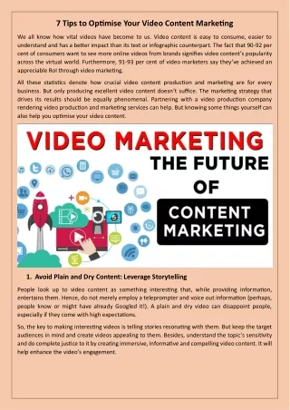 7 Tips to Optimise Your Video Content Marketing