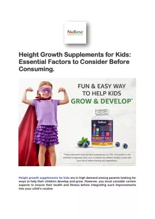 Height Growth Supplements for Kids: Essential Factors to Consider Before Consumi