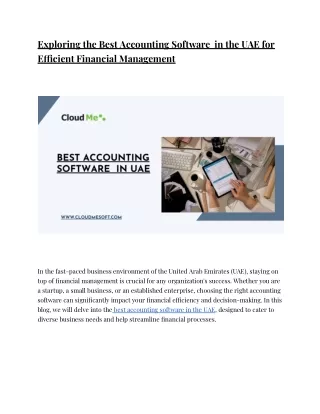 Exploring the Best Accounting Software  in the UAE for Efficient Financial Management