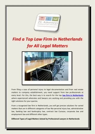 Find a Top Law Firm in Netherlands for All Legal Matters