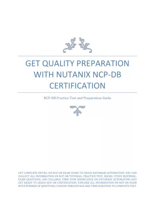 Get Quality Preparation with Nutanix NCP-DB Certification