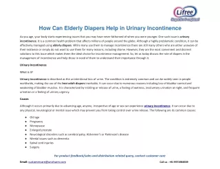How Can Elderly Diapers Help in Urinary Incontinence