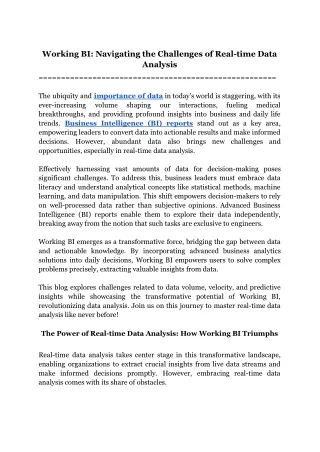Working BI_ Navigating the Challenges of Real-time Data Analysis