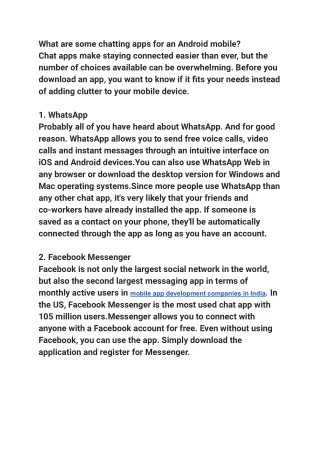 What are some chatting apps for an Android mobile_