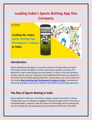 Leading India’s Sports Betting App Dev Company