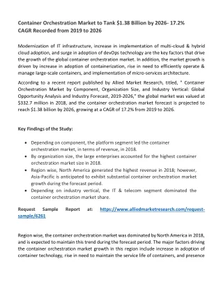 Container Orchestration Market to Tank $1.38 Billion by 2026- 17.2% CAGR Records